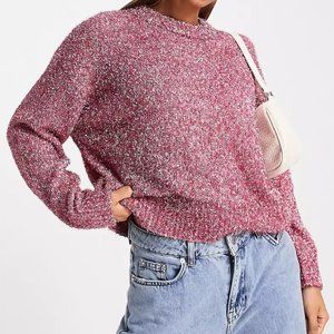 ASOS DESIGN sweater in tinsel yarn in pink